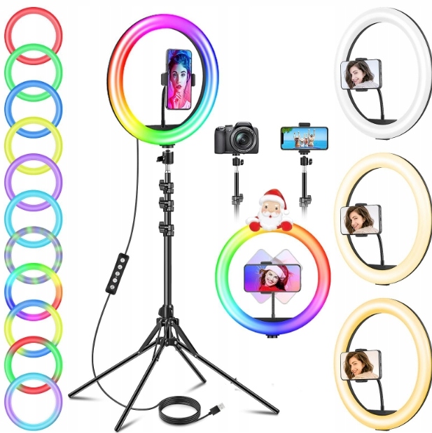 Prstencová lampa Logit ZD666 + statív pre kruhovú lampu 220 cm skladacia XXL